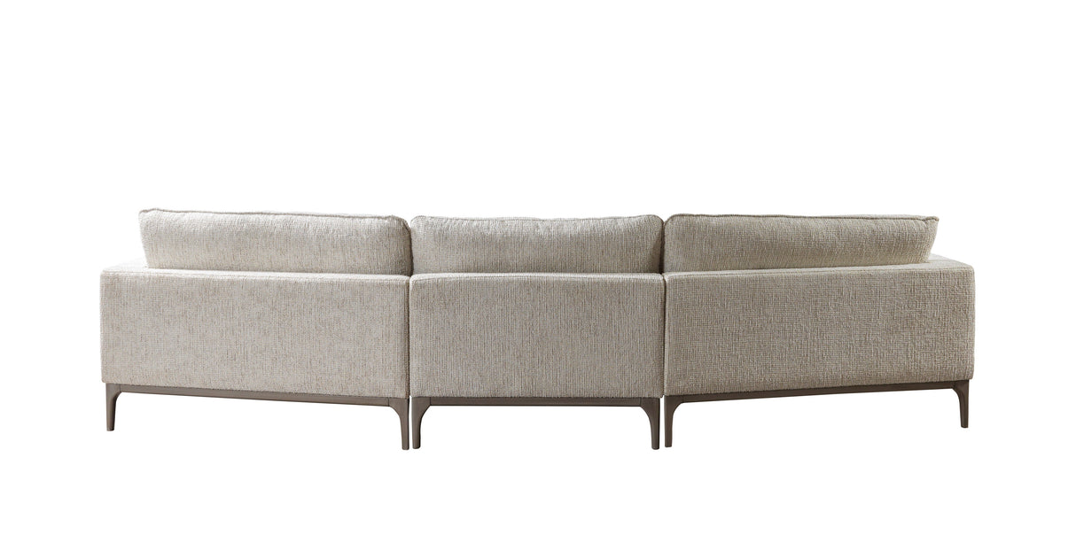 Dylan Ivory Linen 3-Piece Curved 126" Sectional with Ottoman from Nova Furniture - Luna Furniture