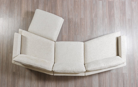 Dylan Ivory Linen 3-Piece Curved 126" Sectional with Ottoman from Nova Furniture - Luna Furniture