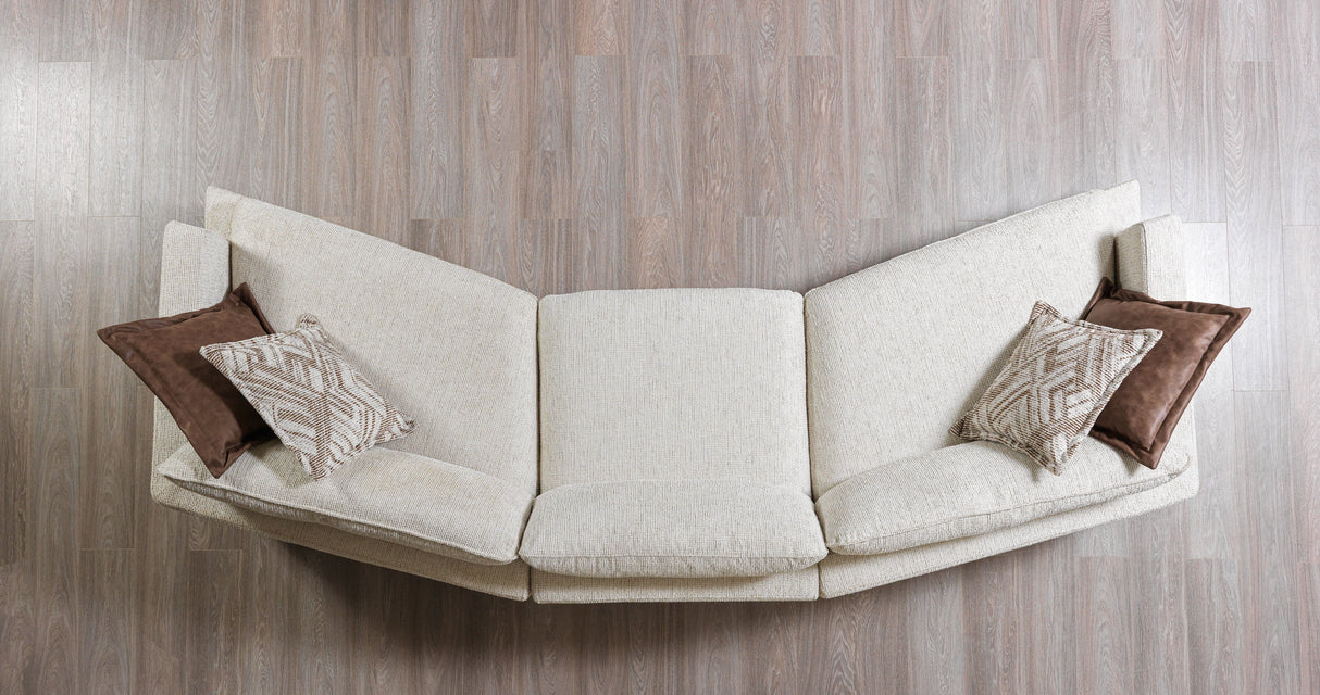 Dylan Ivory Linen 3-Piece Curved 126" Sectional with Ottoman from Nova Furniture - Luna Furniture