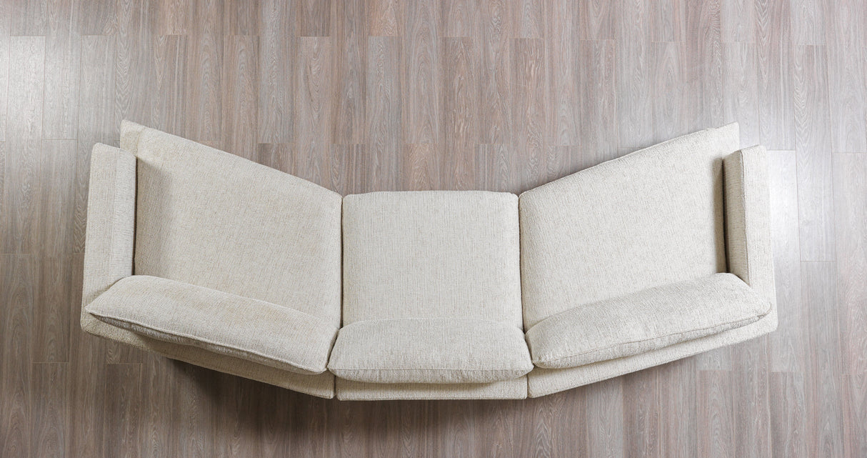 Dylan Ivory Linen 3-Piece Curved 126" Sectional with Ottoman from Nova Furniture - Luna Furniture