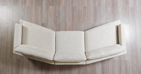 Dylan Ivory Linen 3-Piece Curved 126" Sectional with Ottoman from Nova Furniture - Luna Furniture