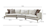 Dylan Ivory Linen 3-Piece Curved 126" Sectional with Ottoman from Nova Furniture - Luna Furniture