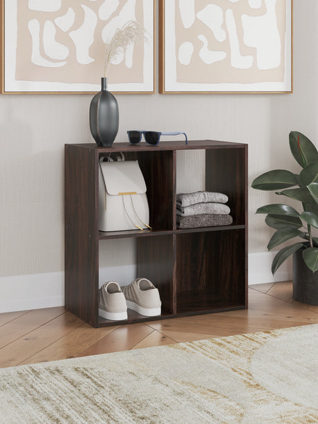 Glosmount Cherry/Light Brown Four Cube Organizer from Ashley - Luna Furniture
