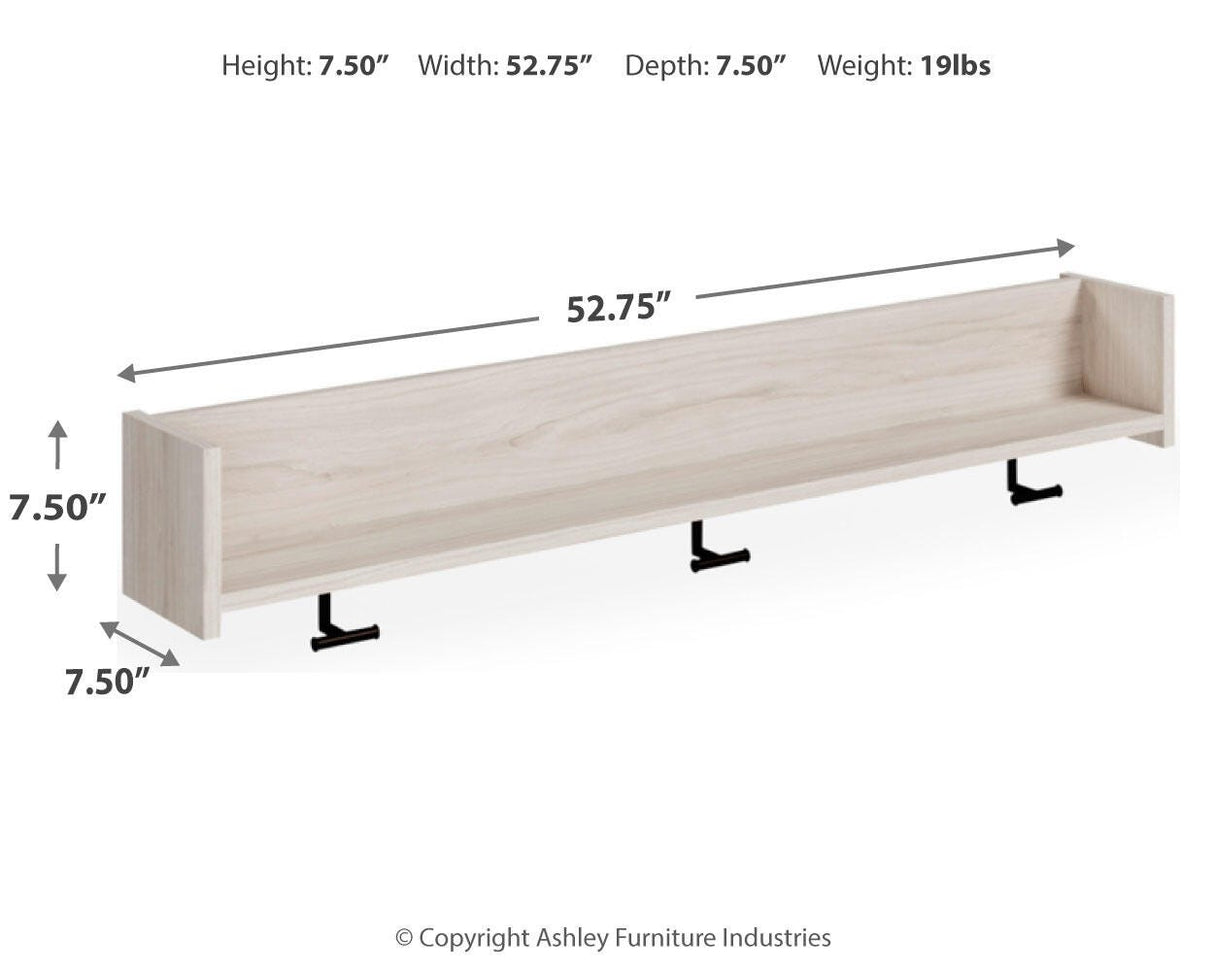 Socalle Light Natural Wall Mounted Coat Rack with Shelf from Ashley - Luna Furniture
