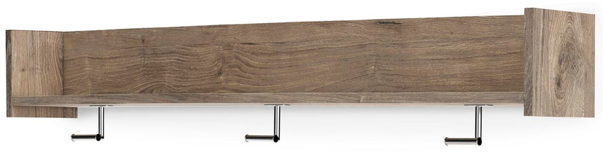 Oliah Natural Wall Mounted Coat Rack with Shelf from Ashley - Luna Furniture