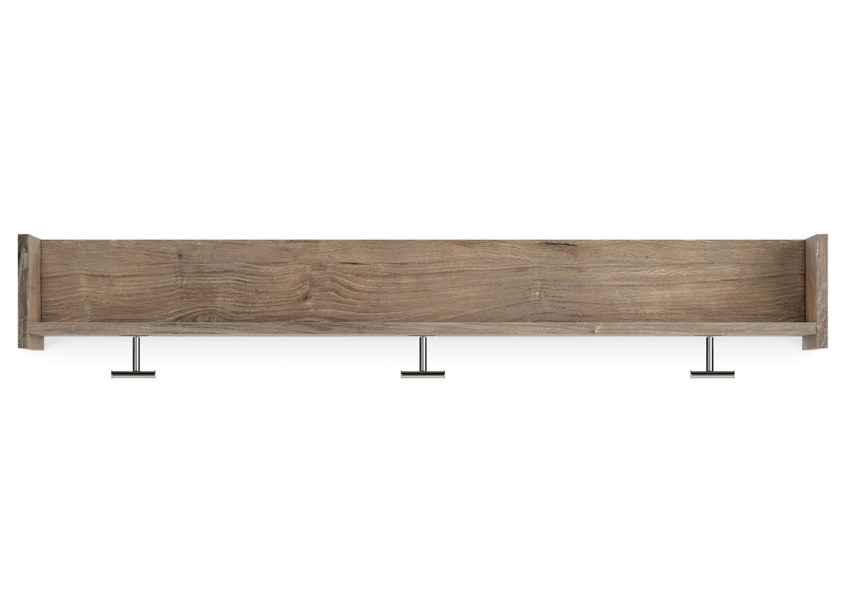 Oliah Natural Wall Mounted Coat Rack with Shelf from Ashley - Luna Furniture