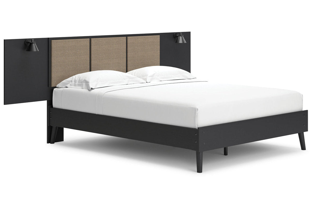 Charlang Two-tone Queen Panel Platform Bed with 2 Extensions