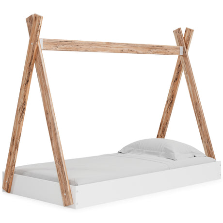 Piperton Two-tone Brown/White Twin Tent Bed from Ashley Furniture - Luna Furniture