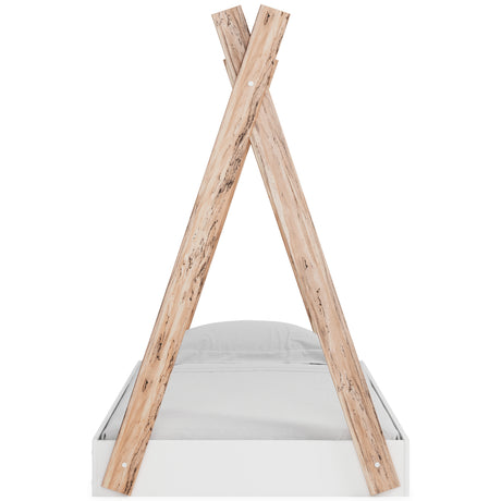 Piperton Two-tone Brown/White Twin Tent Bed from Ashley Furniture - Luna Furniture