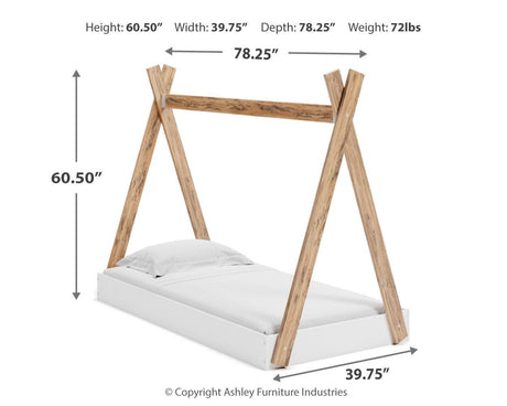 Piperton Two-tone Brown/White Twin Tent Bed from Ashley Furniture - Luna Furniture