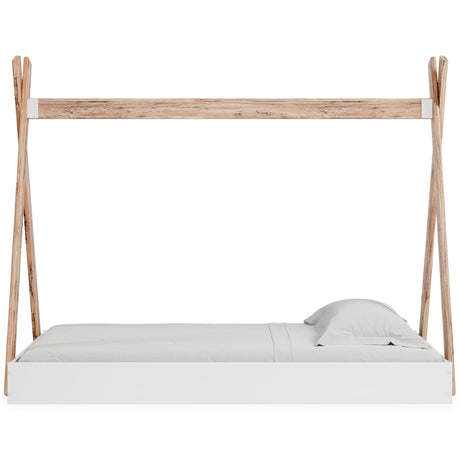 Piperton Two-tone Brown/White Twin Tent Bed from Ashley Furniture - Luna Furniture