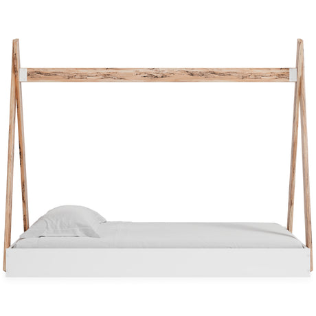 Piperton Two-tone Brown/White Twin Tent Bed from Ashley Furniture - Luna Furniture