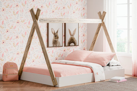 Piperton Two-tone Brown/White Twin Tent Bed from Ashley Furniture - Luna Furniture