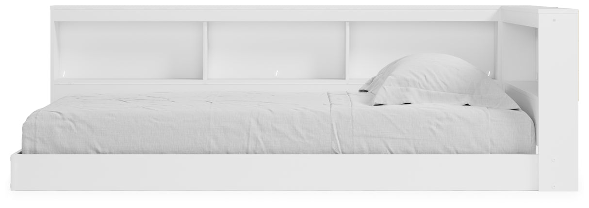 Piperton White Twin Bookcase Corner Storage Bed from Ashley Furniture - Luna Furniture