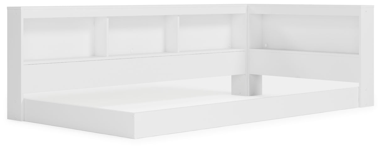 Piperton White Twin Bookcase Corner Storage Bed from Ashley Furniture - Luna Furniture