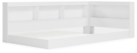 Piperton White Twin Bookcase Corner Storage Bed from Ashley Furniture - Luna Furniture