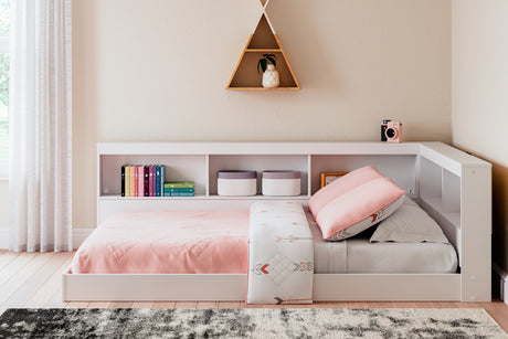 Piperton White Full Bookcase Corner Storage Bed from Ashley - Luna Furniture