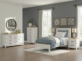 Kerisden White/Brown Twin Panel Complete Bed Frame from Ashley - Luna Furniture