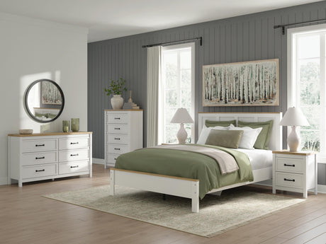 Kerisden White/Brown Queen Panel Complete Bed Frame from Ashley - Luna Furniture