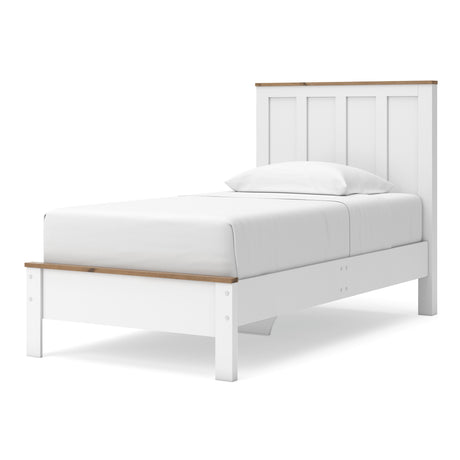 Kerisden White/Brown Twin Panel Complete Bed Frame from Ashley - Luna Furniture