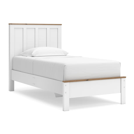 Kerisden White/Brown Twin Panel Complete Bed Frame from Ashley - Luna Furniture