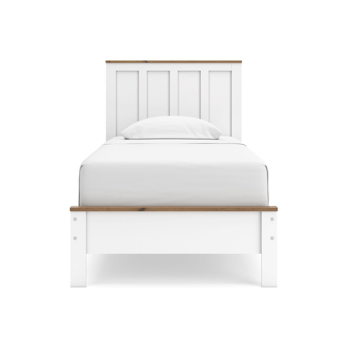 Kerisden White/Brown Twin Panel Complete Bed Frame from Ashley - Luna Furniture