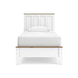 Kerisden White/Brown Twin Panel Complete Bed Frame from Ashley - Luna Furniture