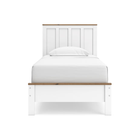 Kerisden White/Brown Twin Panel Complete Bed Frame from Ashley - Luna Furniture