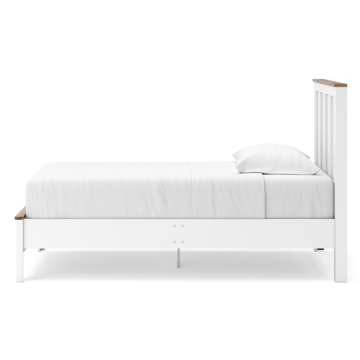 Kerisden White/Brown Twin Panel Complete Bed Frame from Ashley - Luna Furniture