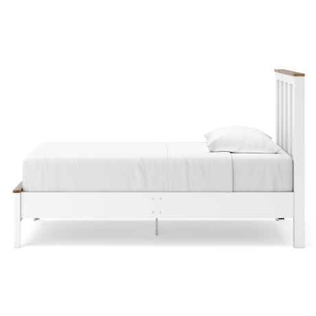 Kerisden White/Brown Twin Panel Complete Bed Frame from Ashley - Luna Furniture