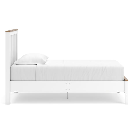 Kerisden White/Brown Twin Panel Complete Bed Frame from Ashley - Luna Furniture