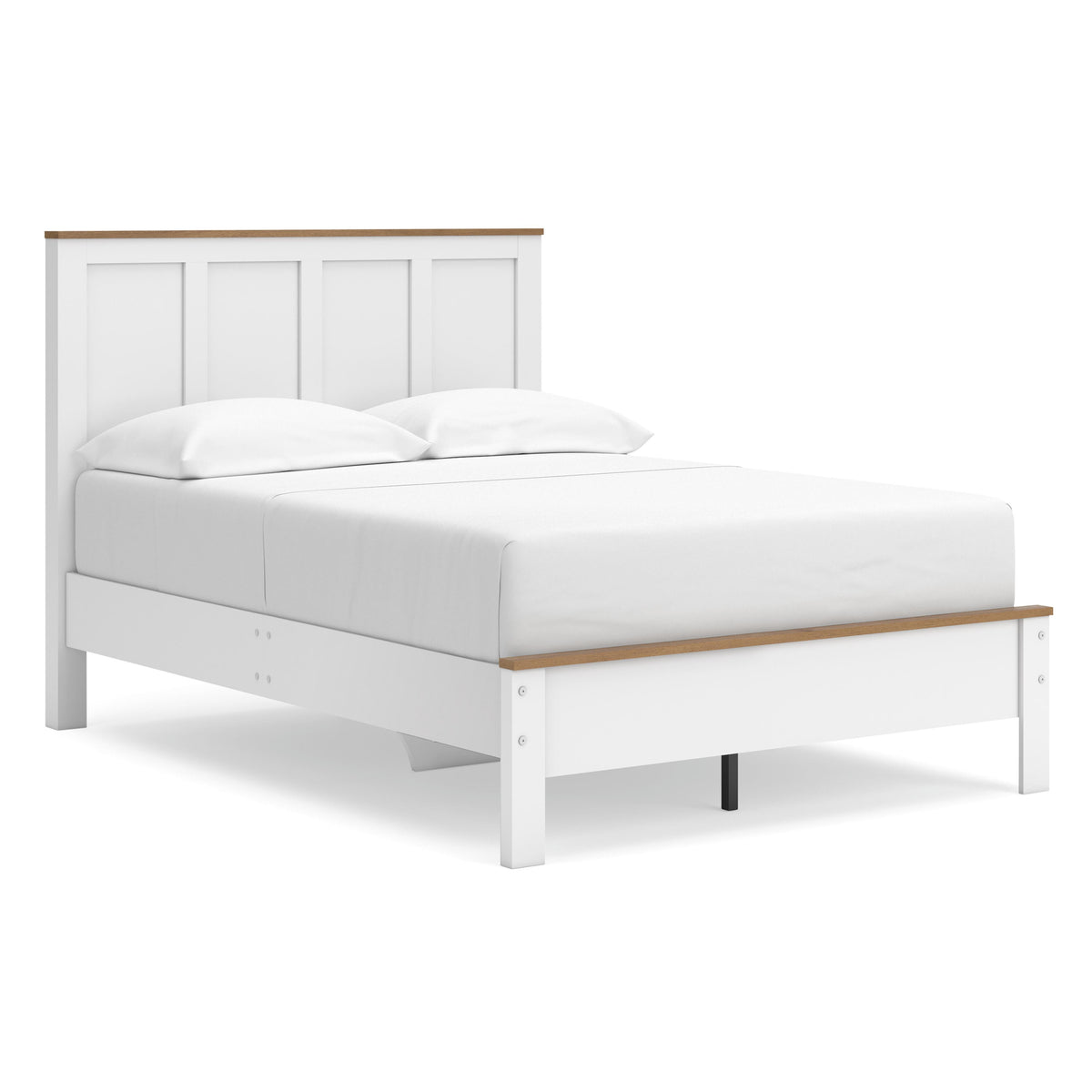 Kerisden White/Brown Full Panel Complete Bed Frame from Ashley - Luna Furniture