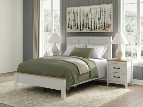 Kerisden White/Brown Full Panel Complete Bed Frame from Ashley - Luna Furniture