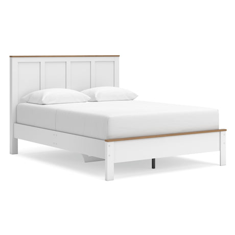 Kerisden White/Brown Queen Panel Complete Bed Frame from Ashley - Luna Furniture