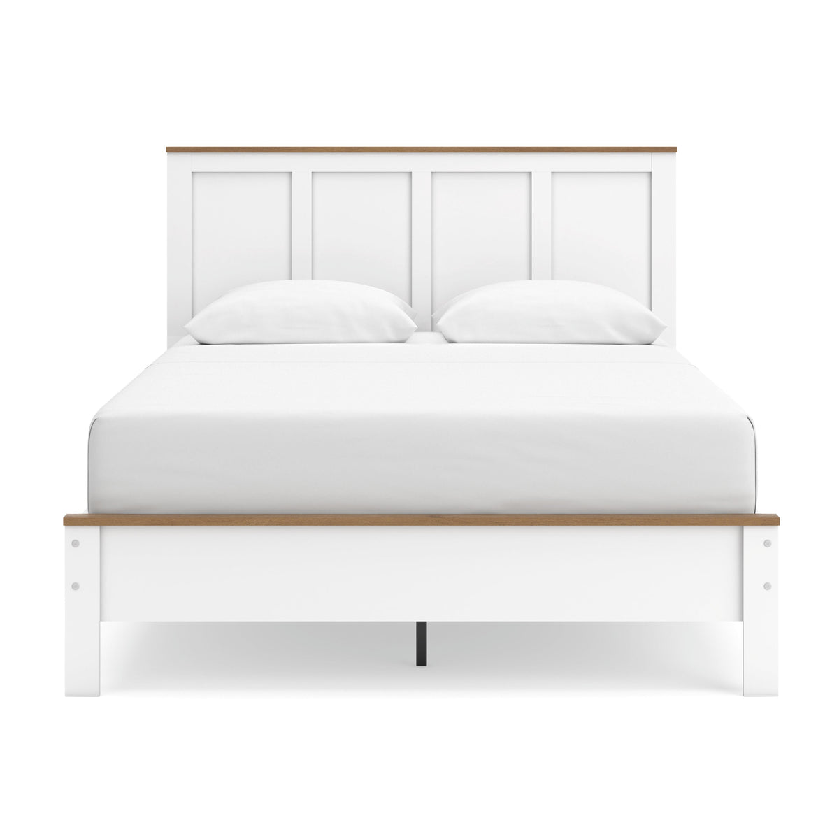 Kerisden White/Brown Queen Panel Complete Bed Frame from Ashley - Luna Furniture
