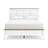 Kerisden White/Brown Queen Panel Complete Bed Frame from Ashley - Luna Furniture