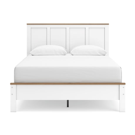 Kerisden White/Brown Queen Panel Complete Bed Frame from Ashley - Luna Furniture