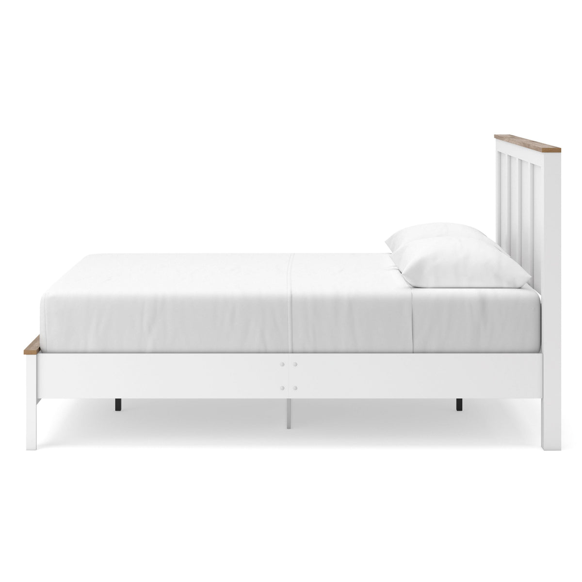 Kerisden White/Brown Queen Panel Complete Bed Frame from Ashley - Luna Furniture