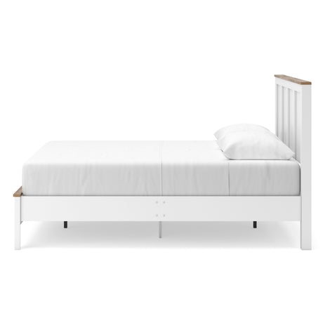 Kerisden White/Brown Queen Panel Complete Bed Frame from Ashley - Luna Furniture