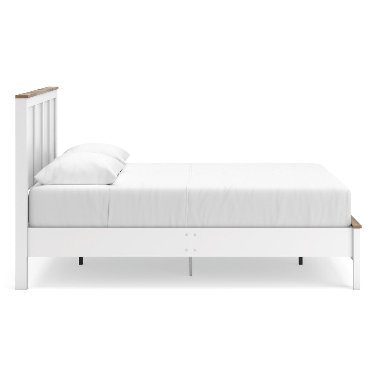 Kerisden White/Brown Queen Panel Complete Bed Frame from Ashley - Luna Furniture