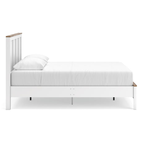 Kerisden White/Brown Queen Panel Complete Bed Frame from Ashley - Luna Furniture