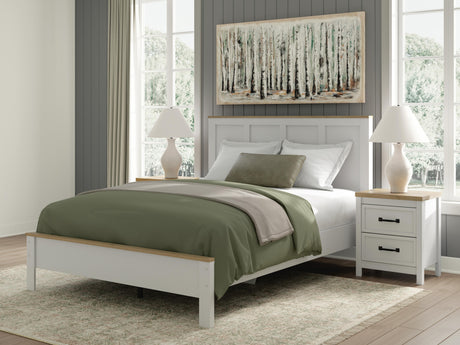 Kerisden White/Brown Queen Panel Complete Bed Frame from Ashley - Luna Furniture