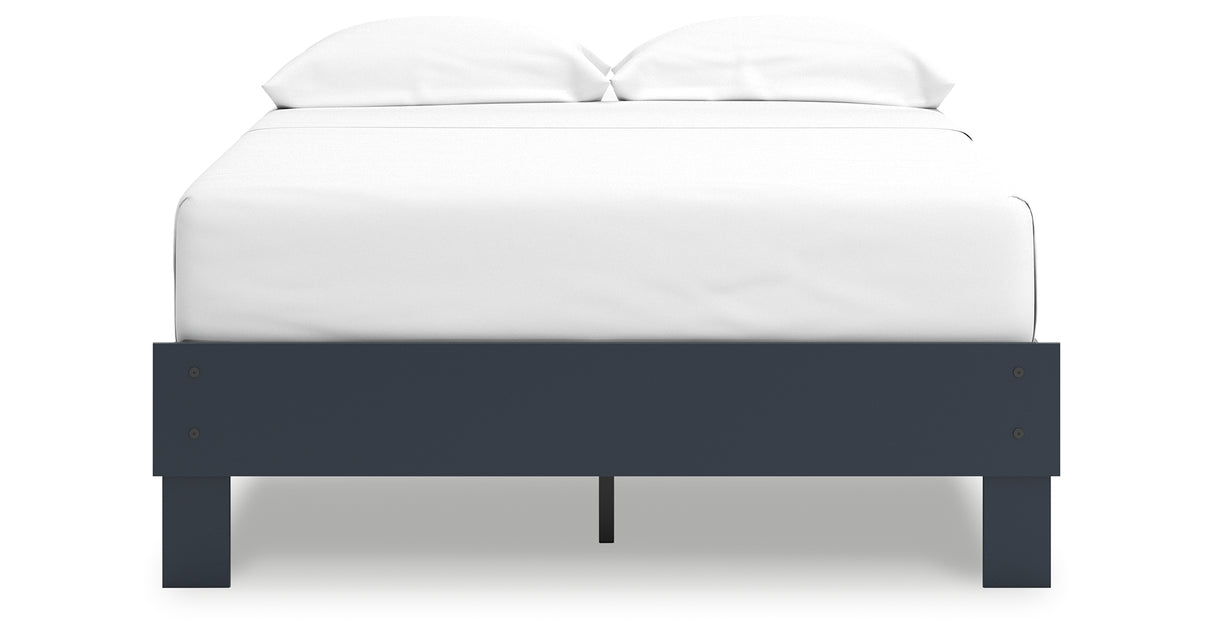 Simmenfort Full Platform Bed with 2 Nightstands in Navy Blue from Ashley - Luna Furniture