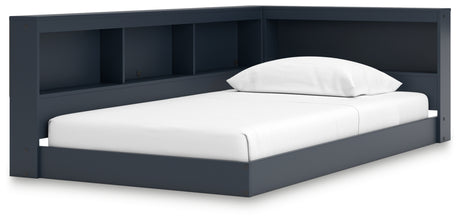 Simmenfort Navy Blue Twin Bookcase Corner Storage Bed from Ashley - Luna Furniture