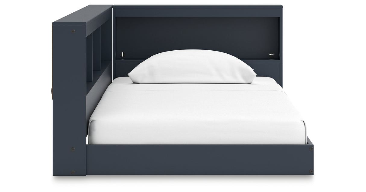 Simmenfort Navy Blue Twin Bookcase Corner Storage Bed from Ashley - Luna Furniture