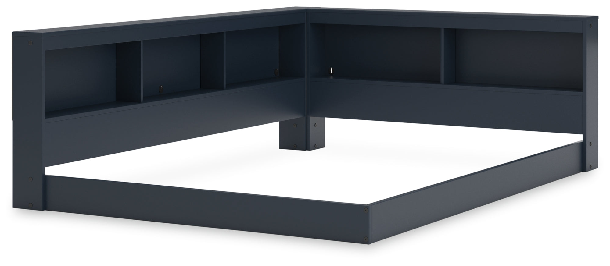 Simmenfort Navy Blue Full Bookcase Corner Storage Bed – Luna Furniture