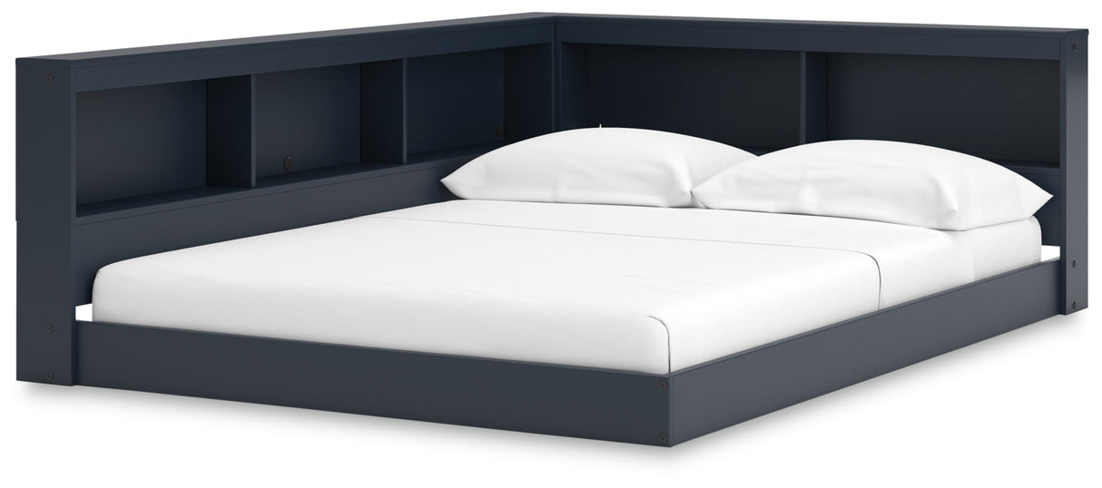 Simmenfort Navy Blue Full Bookcase Corner Storage Bed from Ashley - Luna Furniture
