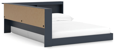 Simmenfort Navy Blue Full Bookcase Corner Storage Bed from Ashley - Luna Furniture
