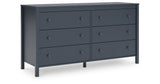 Simmenfort Twin Panel Headboard with Dresser, Chest and 2 Nightstands in Navy Blue from Ashley - Luna Furniture