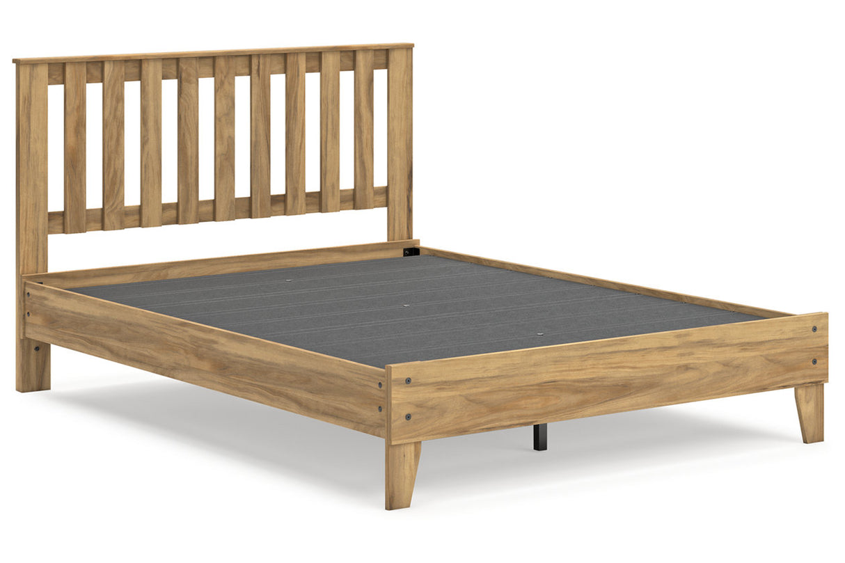 Bermacy Light Brown Queen Slat Platform Bed from Ashley - Luna Furniture